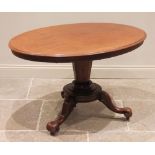 A Victorian mahogany loo table, the moulded oval top raised upon an octagonal tapering column