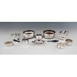 A selection of silver and silver mounted tableware, to include a pair of silver mounted bottle