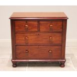 A Victorian mahogany chest of drawers, of cottage proportions, formed from two short over two long