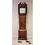 A George III oak and pollard oak eight day longcase clock, by J Joyce, Ruthin, the broken twin