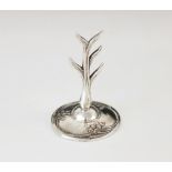 An Art Nouveau silver ring tree, WJ Myatt & Co, Birmingham 1917, the stylized silver tree upon a