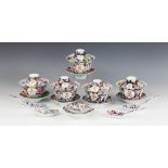 A Chinese famille noir part tea service, 20th century, comprising four gaiwan cups, covers and