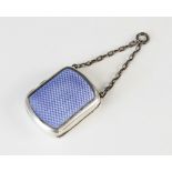 A George V silver and enamel compact, possibly 'B&C', Birmingham 1912, of rounded rectangular form