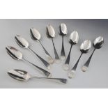 A set of nine George IV old English pattern silver tablespoons, possibly Thomas Wallis II, London