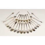 A selection of silver cutlery, to include a pair of Victorian silver cocktail sticks, Chawner &