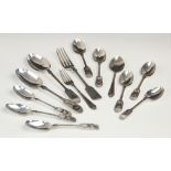 A set of six George V fiddle pattern silver teaspoons, C T Maine Ltd, London 1933-34, each with