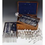 A 19th century part canteen of fiddle and thread pattern silver cutlery, the majority marked for '
