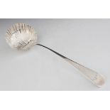 A George III silver ladle, Thomas Evans & George Smith III, London 1770, fluted shell bowl with