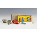 A boxed Dinky Toys No.49 petrol pump set, along with a Dinky Toys 'Mersey Tunnel' Landrover, a