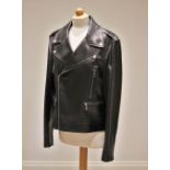 A Gucci leather jacket, the black leather jacket with silver toned hardware, front zip pockets and
