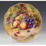 A Royal Worcester Fallen Fruits cabinet plate, hand painted by Thomas Lockyer, 1931, decorated