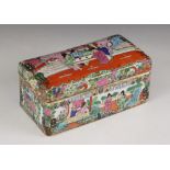 A Chinese porcelain famille rose box and cover, 20th century, of rectangular form with detachable