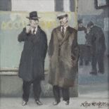 Roger Hampson (British, 1925-1996), "Punters", Oil on board, Signed lower right, title and gallery