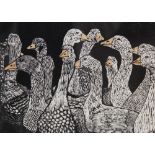After Rosemary Myers (British, 20th century), "The geese are getting fat", Limited edition woodblock