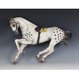 Lawson Rudge (b.1936), a raku studio pottery model of a racehorse, modelled mid gallop, with hole in
