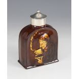 An Edwardian Royal Doulton Kingsware treacle glazed tea caddy, of shouldered form, relief moulded