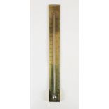 A 19th century marine thermometer by Thomas Rubergall, the mercury tube affixed to a brass plate,