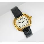 A lady's Cartier Ellipse 18ct gold wristwatch, white dial with Roman numerals and inner seconds