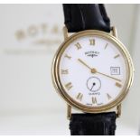 A gentleman's 9ct gold Rotary quartz wristwatch, the round white dial with Roman numerals,