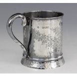 A Victorian silver Christening Mug, Martin, Hall & Co, London 1880, of cylindrical form on tapered