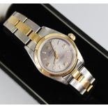 A lady's Rolex Oyster Perpetual Superlative Chronometer, the circular brushed steel coloured dial