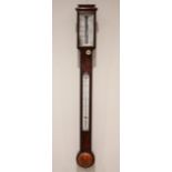 A mid 19th century mahogany stick barometer signed 'C W Dixey, 3 New Bond St, London', the stepped