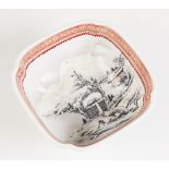 A Chinese porcelain 'snow scene' bowl, Republic Period style, of quatrefoil form with inverted
