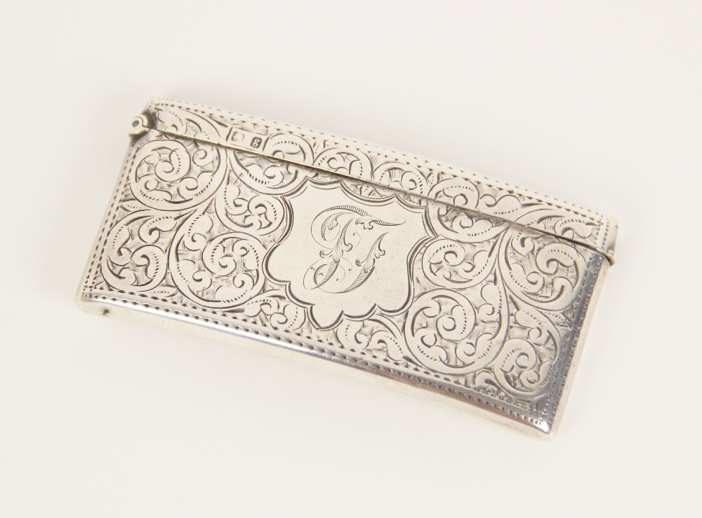 An Edwardian silver calling card case, John Rose, Birmingham 1906, of curved rectangular form with