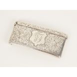 An Edwardian silver calling card case, John Rose, Birmingham 1906, of curved rectangular form with