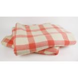 A pair of traditional red and white gingham wool blankets, each 200cm x 260cm (2) (minor faults)