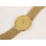 A Gentleman's Bueche-Girod 9ct gold wristwatch, the gold toned dial with baton markers, set to a