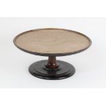A Victorian mahogany lazy Susan, the revolving circular top with moulded rim, upon raised column and