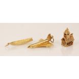 A 9ct gold articulated charm modelled as Concorde, marked for 'FM' London 1979, 35mm long,