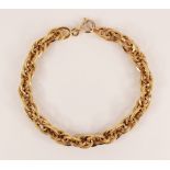An Italian 9ct gold bracelet by Unoaerre, comprising mixed plain polished and textured oval links,