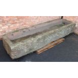 A large 19th century sandstone water trough/planter, of shallow rectangular form, 49cm H x 275cm W x