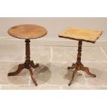 A 19th century mahogany tripod table, the serpentine rectangular top upon an annulated column and