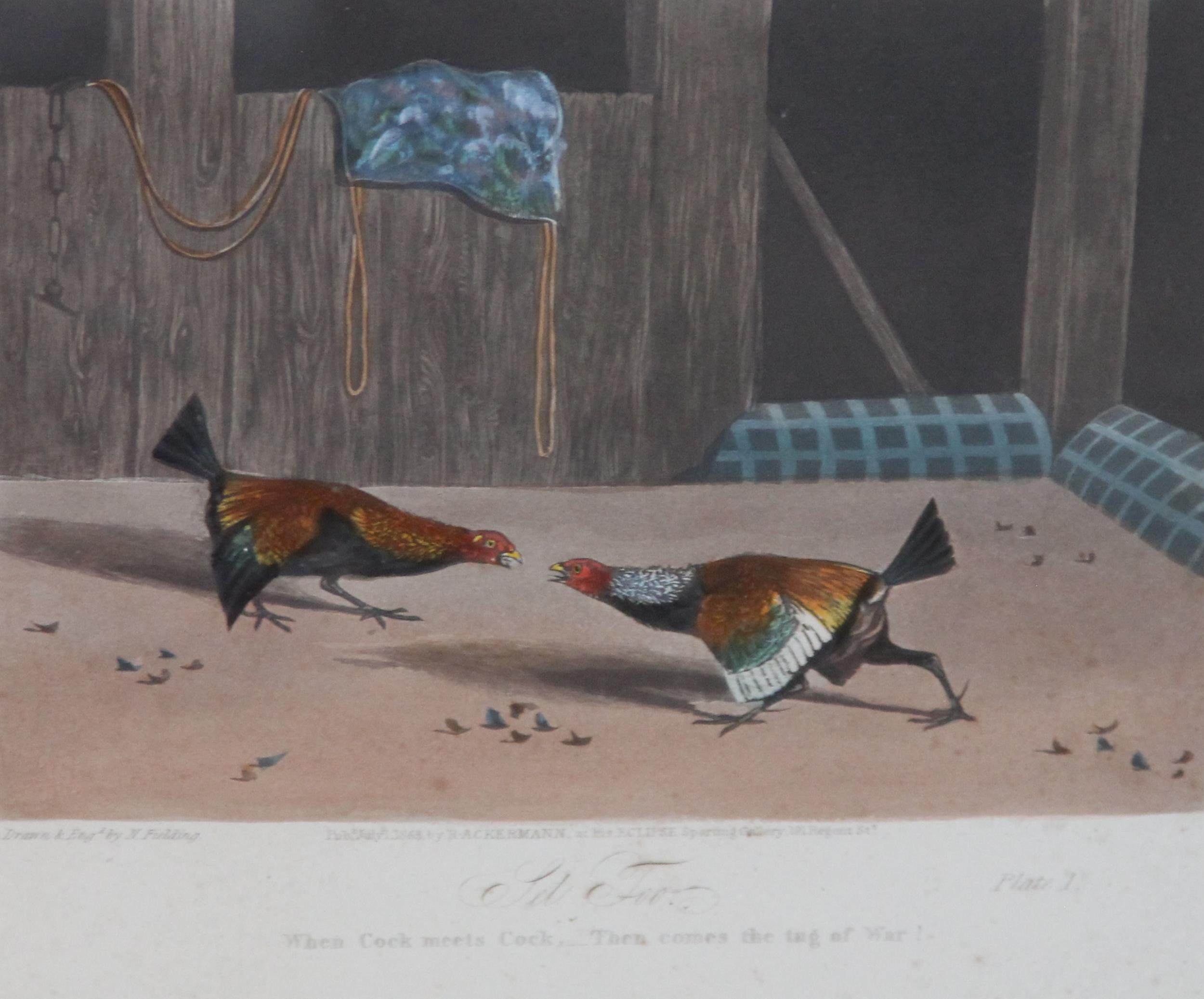 After Newton Fielding (British, 1799-1856), Six cock fighting scenes comprising: "Set Too", "Fight", - Image 4 of 8