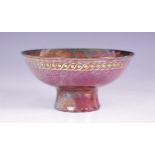 A Royal Lancastrian lustre stem cup, No.2896, of shallow footed form and decorated with floral