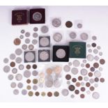 A collection of English and foreign coinage, to include 'Festival of Britain' and some silver
