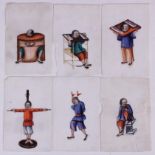 Chinese School (19th/20th century), A set of six Gouaches on pith paper, Scenes of torture, each 9cm
