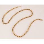 A continental 9ct rope-twist chain, spring ring and loop fastening, marks for 'M.T', import marks