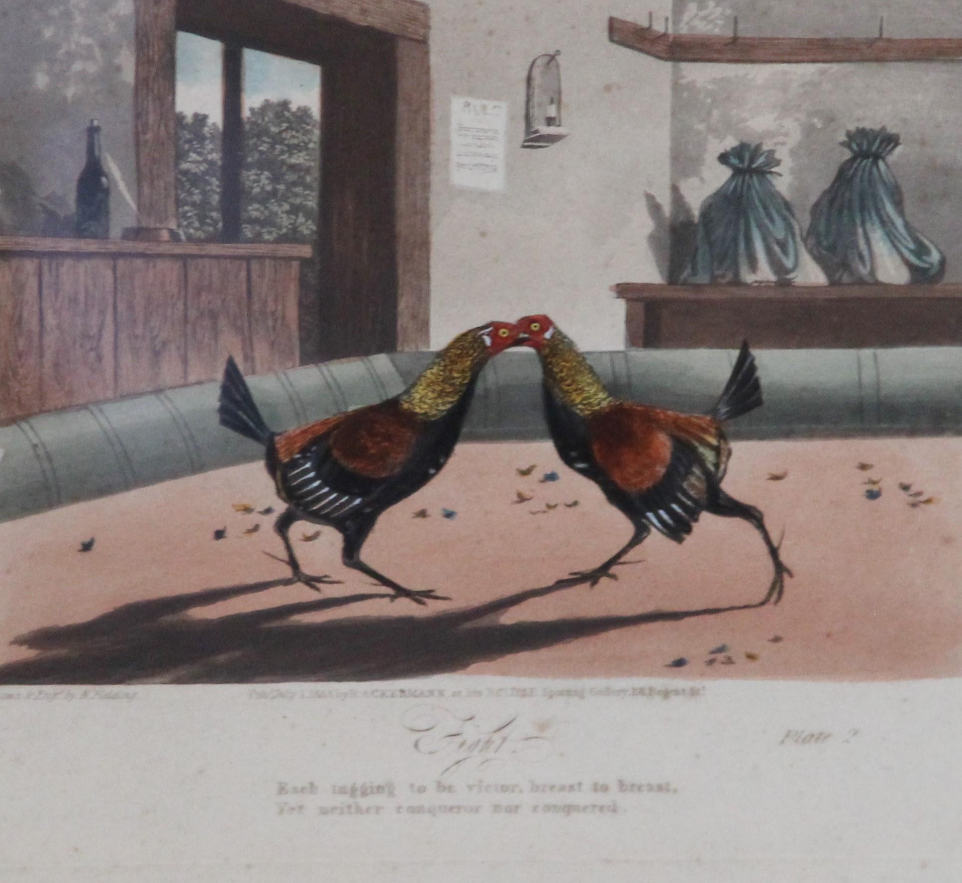 After Newton Fielding (British, 1799-1856), Six cock fighting scenes comprising: "Set Too", "Fight", - Image 6 of 8
