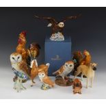 Five Beswick animal models, comprising: a large Barn Owl, model No 1046; a small Barn Owl, model