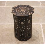 An Anglo-Indian hardwood and mother of pearl inlaid jardinere stand/occasional table, 19th