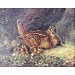 After Archibald Thorburn (1860-1935), Woodcock and chicks, Textured colour print, 19cm x 24cm,
