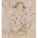 Rex Wood (born Thomas Percy Reginald Wood, Australian, 1906-1970), A Harlequin minstrel holding a