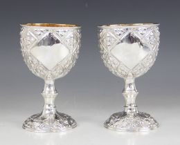 A pair of Victorian silver goblets, possibly James Dixon & Sons, Sheffield 1864, each of typical
