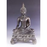 A large bronze model of Buddha, South East Asian, possibly Thailand, in the Ayutthaya period