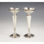 A pair of George V silver posy vases, Cornelius Desormeaux Saunders & James Francis Hollings (Frank)