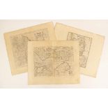 After Gerard Mercator (1512-1594), three engraved maps on laid paper from French editions of the
